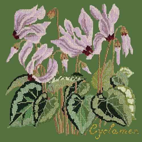 Cyclamen Needlepoint Kit Elizabeth Bradley Design Dark Green 