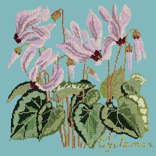 Cyclamen Needlepoint Kit Elizabeth Bradley Design Duck Egg Blue 