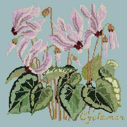 Cyclamen Needlepoint Kit Elizabeth Bradley Design Pale Blue 