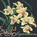 Cymbidium (Boat Orchid) Needlepoint Kit Elizabeth Bradley Design Black 