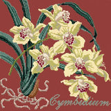 Cymbidium (Boat Orchid) Needlepoint Kit Elizabeth Bradley Design Dark Red 