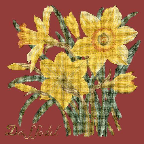 Daffodil Needlepoint Kit Elizabeth Bradley Design Dark Red 