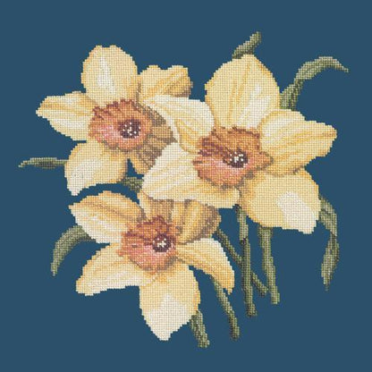 Daffodils Needlepoint Kit Elizabeth Bradley Design Dark Blue 