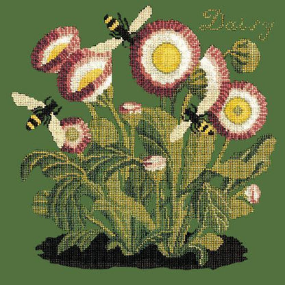 Daisy Needlepoint Kit Elizabeth Bradley Design Dark Green 