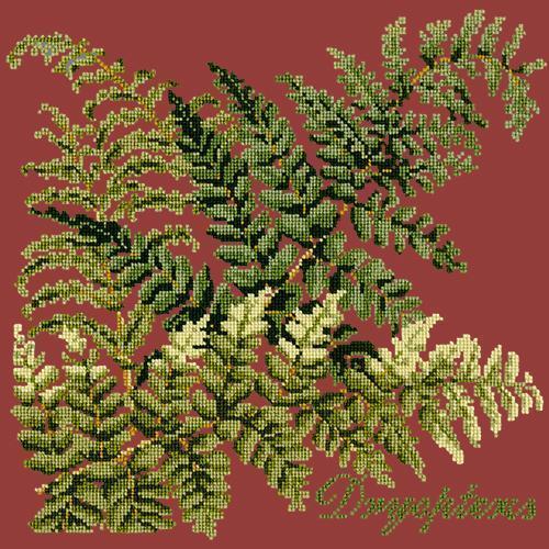 Dryopteris Needlepoint Kit Elizabeth Bradley Design Dark Red 