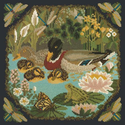 Duck Pond Needlepoint Kit Elizabeth Bradley Design Black 