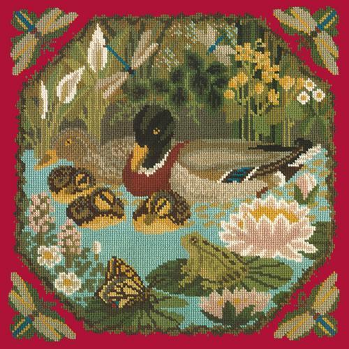 Duck Pond Needlepoint Kit Elizabeth Bradley Design Bright Red 