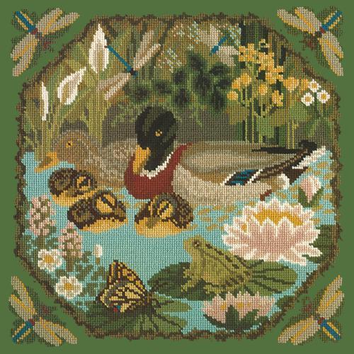 Duck Pond Needlepoint Kit Elizabeth Bradley Design Dark Green 