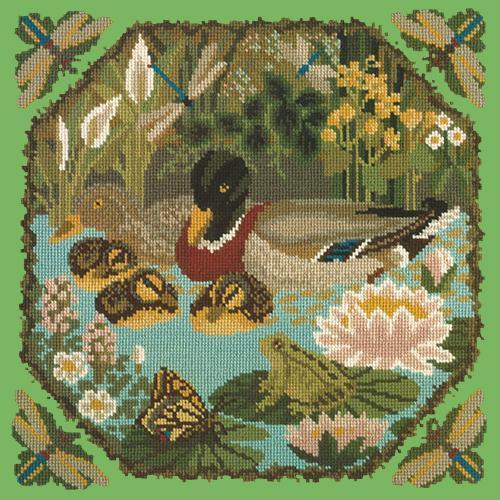 Duck Pond Needlepoint Kit Elizabeth Bradley Design Grass Green 