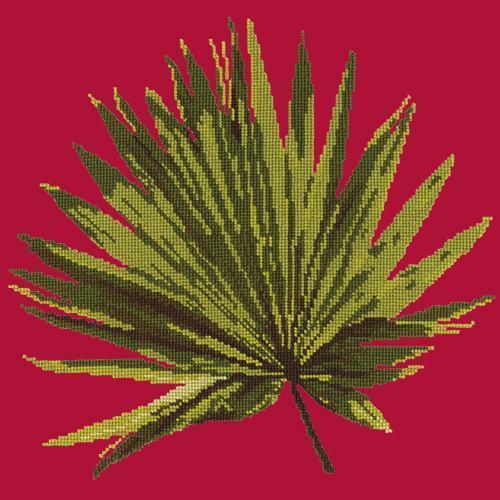 Fan Palm Leaf Needlepoint Kit Elizabeth Bradley Design Bright Red 