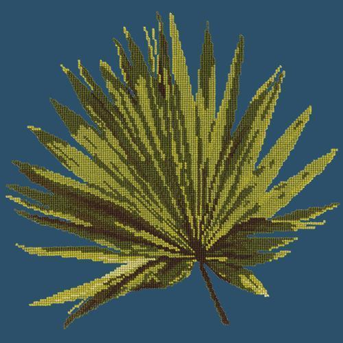 Fan Palm Leaf Needlepoint Kit Elizabeth Bradley Design Dark Blue 