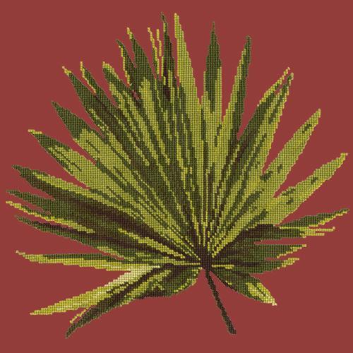 Fan Palm Leaf Needlepoint Kit Elizabeth Bradley Design Dark Red 