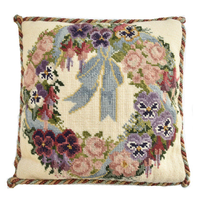 Garland of Pansies Needlepoint Kit Elizabeth Bradley Design Cream 