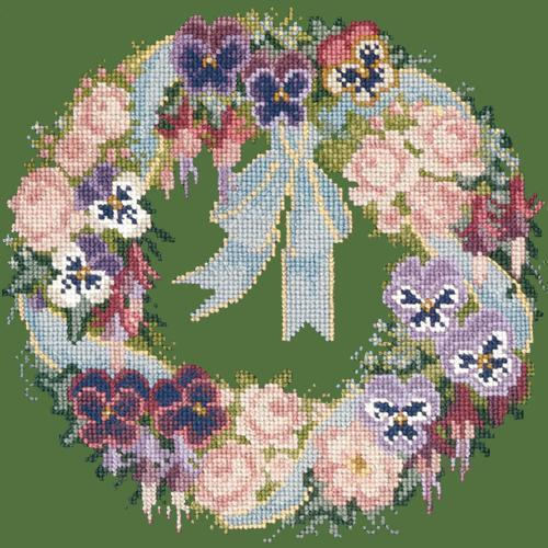 Garland of Pansies Needlepoint Kit Elizabeth Bradley Design Dark Green 