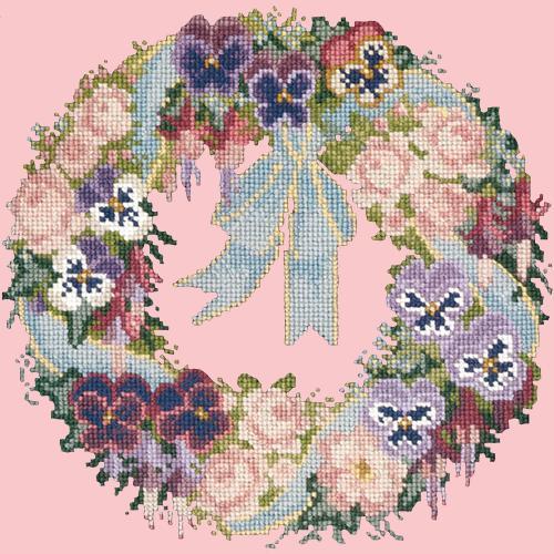 Garland of Pansies Needlepoint Kit Elizabeth Bradley Design Pale Rose 