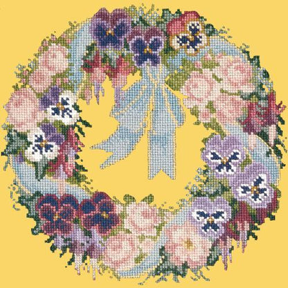 Garland of Pansies Needlepoint Kit Elizabeth Bradley Design Sunflower Yellow 