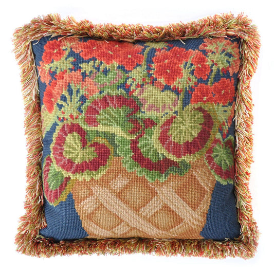 Geranium Pot Needlepoint Kit Elizabeth Bradley Design Dark Blue 