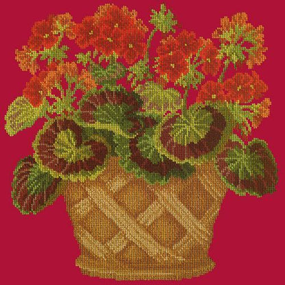 Geranium Pot Needlepoint Kit Elizabeth Bradley Design Bright Red 