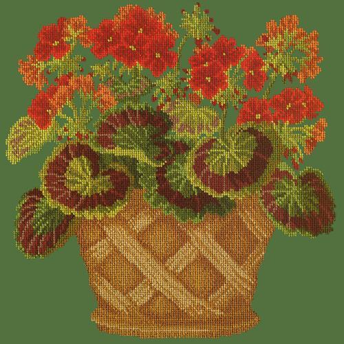 Geranium Pot Needlepoint Kit Elizabeth Bradley Design Dark Green 