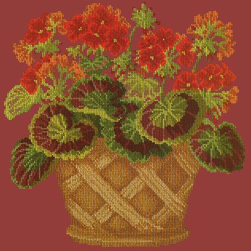 Geranium Pot Needlepoint Kit Elizabeth Bradley Design Dark Red 