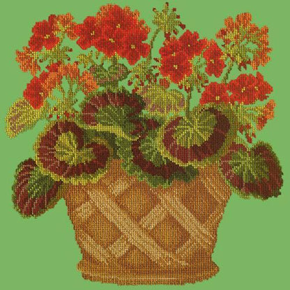 Geranium Pot Needlepoint Kit Elizabeth Bradley Design Grass Green 