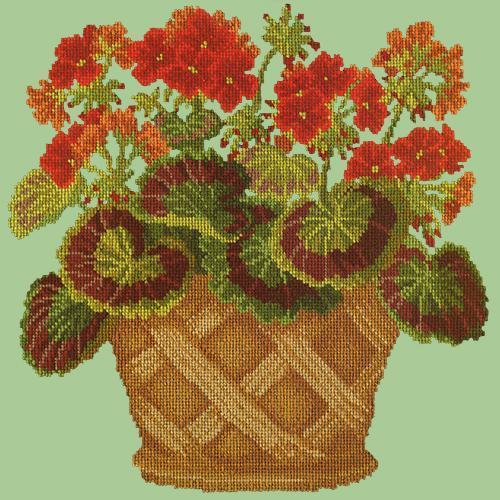 Geranium Pot Needlepoint Kit Elizabeth Bradley Design Pale Green 