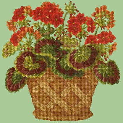 Geranium Pot Needlepoint Kit Elizabeth Bradley Design Pale Green 