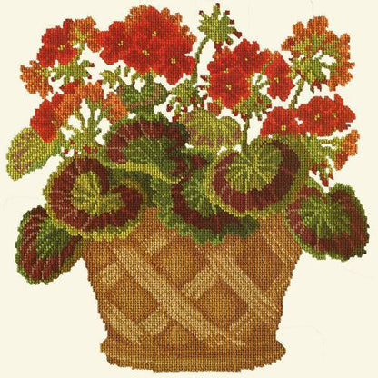 Geranium Pot Needlepoint Kit Elizabeth Bradley Design Winter White 