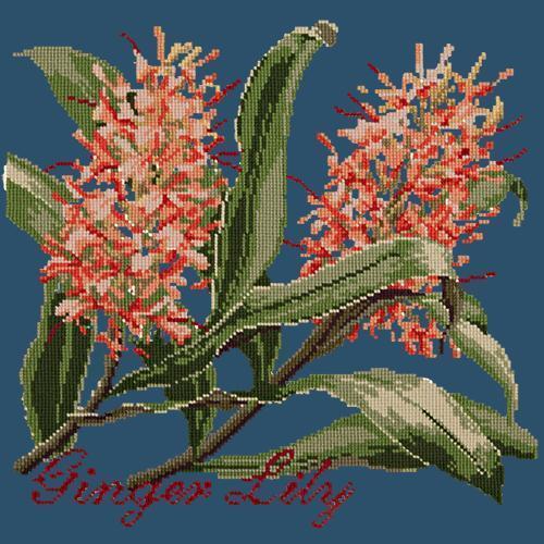 Ginger Lily Needlepoint Kit Elizabeth Bradley Design Dark Blue 