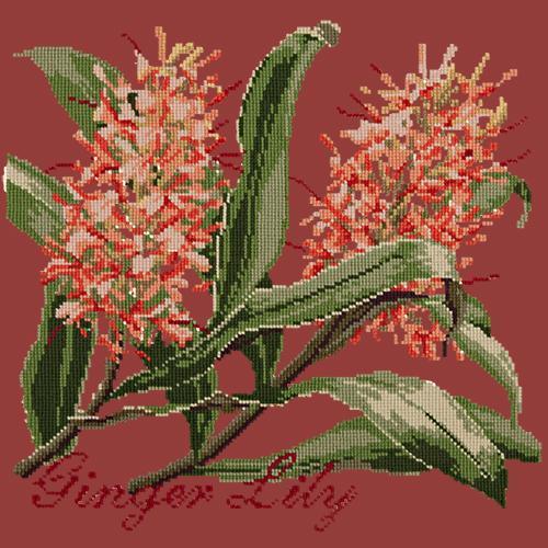 Ginger Lily Needlepoint Kit Elizabeth Bradley Design Dark Red 