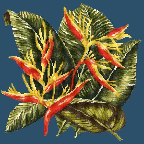 Heliconia Needlepoint Kit Elizabeth Bradley Design Dark Blue 