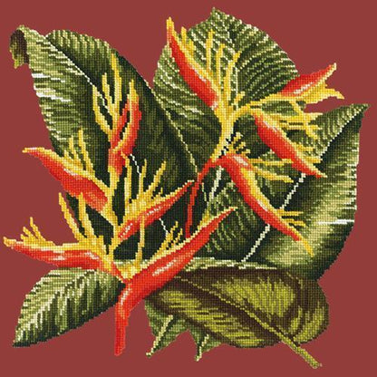 Heliconia Needlepoint Kit Elizabeth Bradley Design Dark Red 