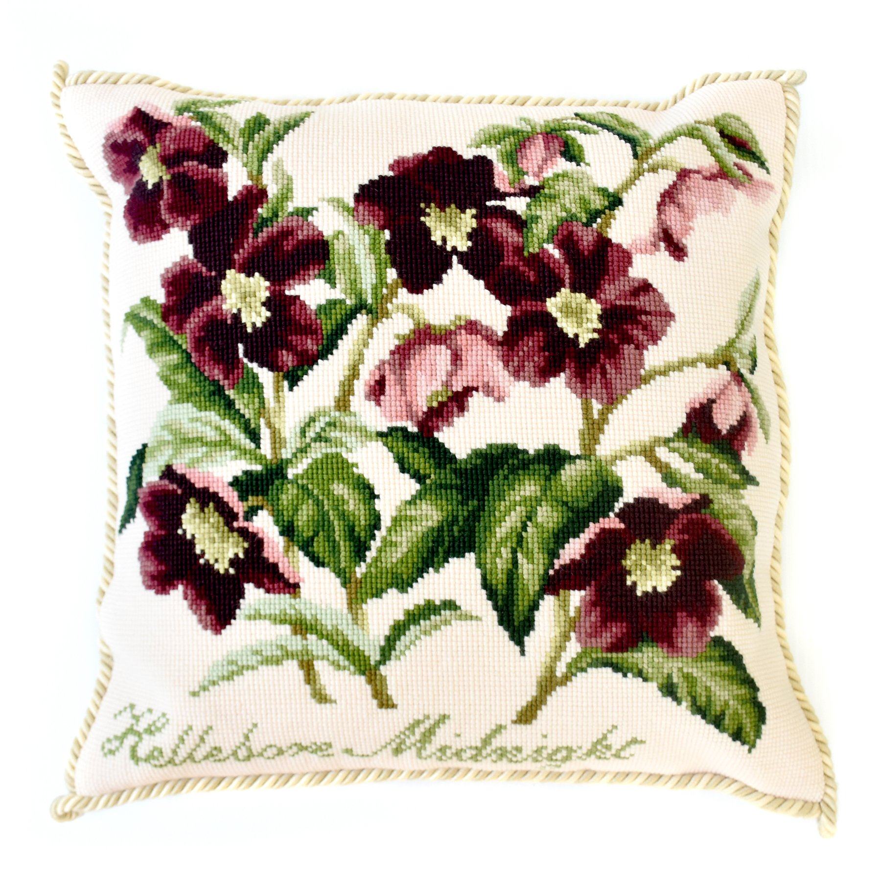 Hellebore Midnight Needlepoint Kit Elizabeth Bradley Design Cream 