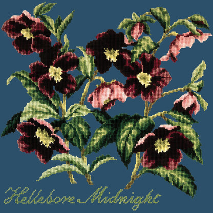 Hellebore Midnight Needlepoint Kit Elizabeth Bradley Design Dark Blue 