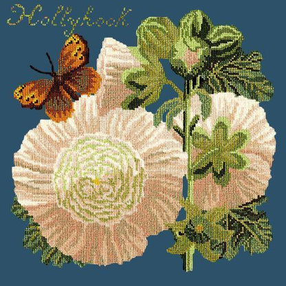 Hollyhock Needlepoint Kit Elizabeth Bradley Design Dark Blue 