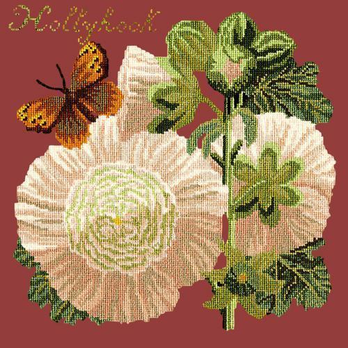 Hollyhock Needlepoint Kit Elizabeth Bradley Design Dark Red 