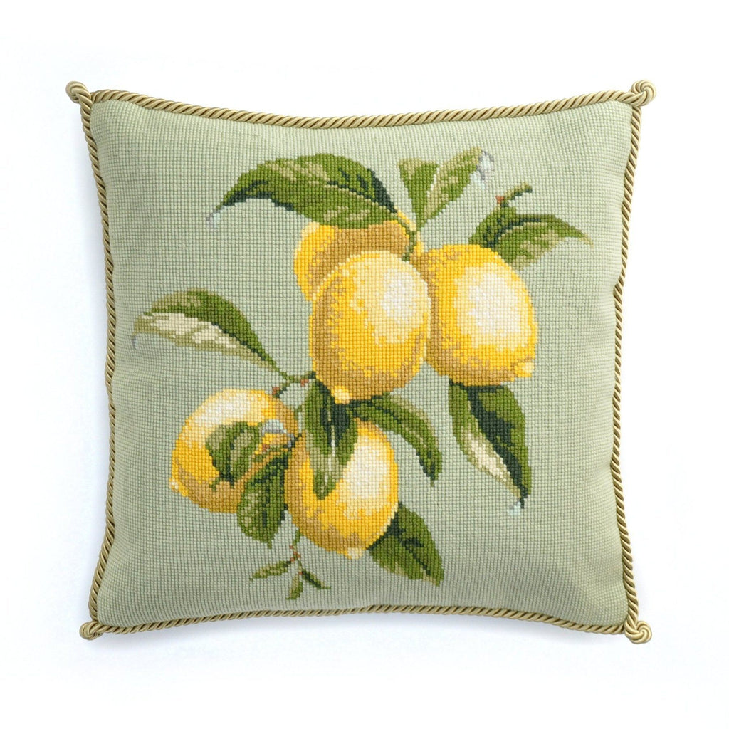 Lemons. Needlepoint Kit. Throw Pillow 16×16 Inches. Printed