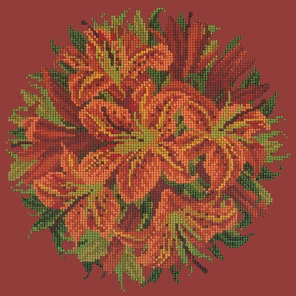 Lily Ball Needlepoint Kit Elizabeth Bradley Design Dark Red 