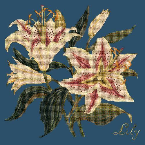 Lily Needlepoint Kit Elizabeth Bradley Design Dark Blue 