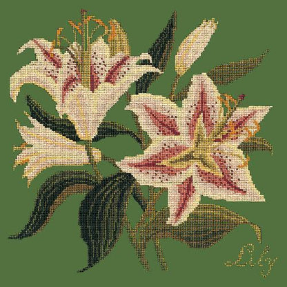 Lily Needlepoint Kit Elizabeth Bradley Design Dark Green 