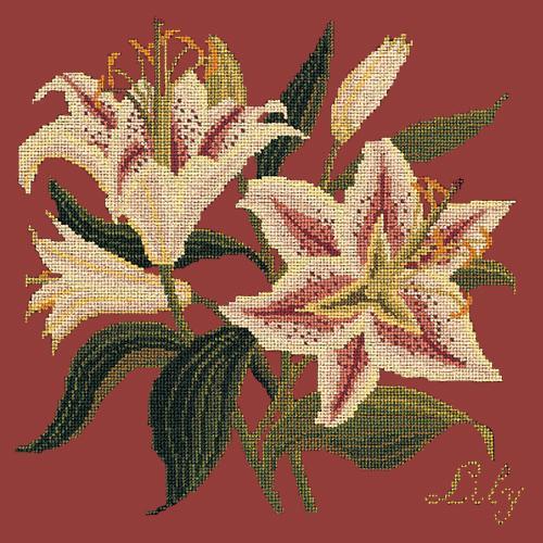 Lily Needlepoint Kit Elizabeth Bradley Design Dark Red 