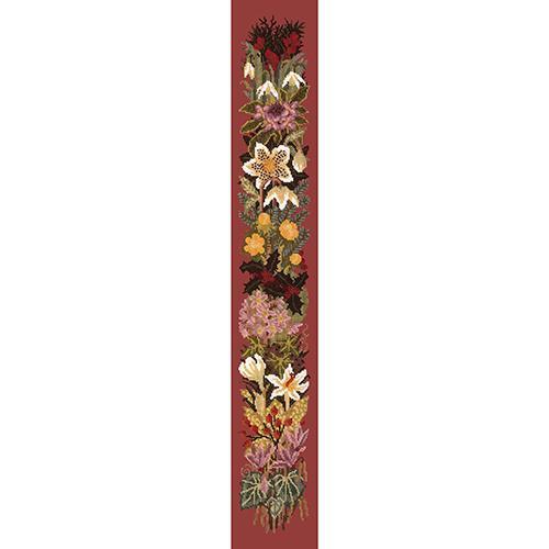 Midwinter Bell Pull Needlepoint Kit Elizabeth Bradley Design Dark Red 