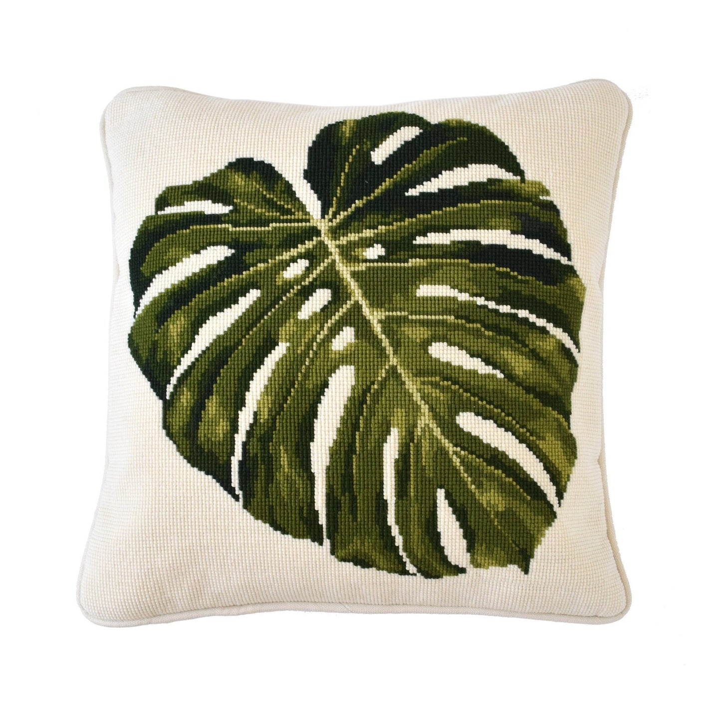 Monstera Leaf Needlepoint Kit Elizabeth Bradley Design Winter White 