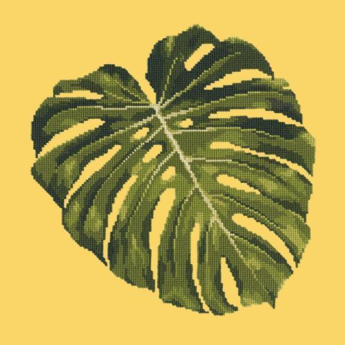 Monstera Leaf Needlepoint Kit Elizabeth Bradley Design Sunflower Yellow 