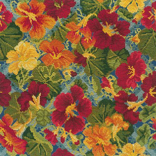 Nasturtium Trellis Needlepoint Kit Elizabeth Bradley Design Dark Blue 