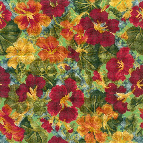 Nasturtium Trellis Needlepoint Kit Elizabeth Bradley Design Grass Green 