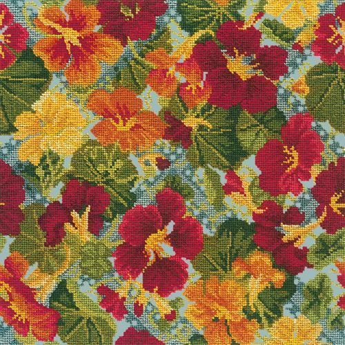 Nasturtium Trellis Needlepoint Kit Elizabeth Bradley Design Pale Blue 