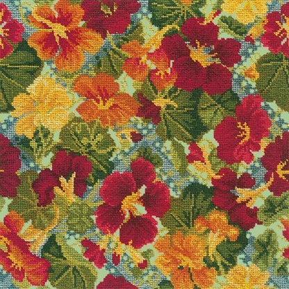 Nasturtium Trellis Needlepoint Kit Elizabeth Bradley Design Pale Green 