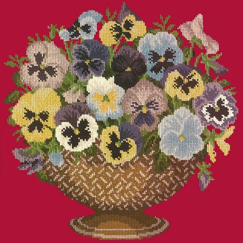 Pansy Bowl Needlepoint Kit Elizabeth Bradley Design Bright Red 