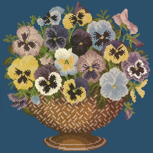 Pansy Bowl Needlepoint Kit Elizabeth Bradley Design Dark Blue 